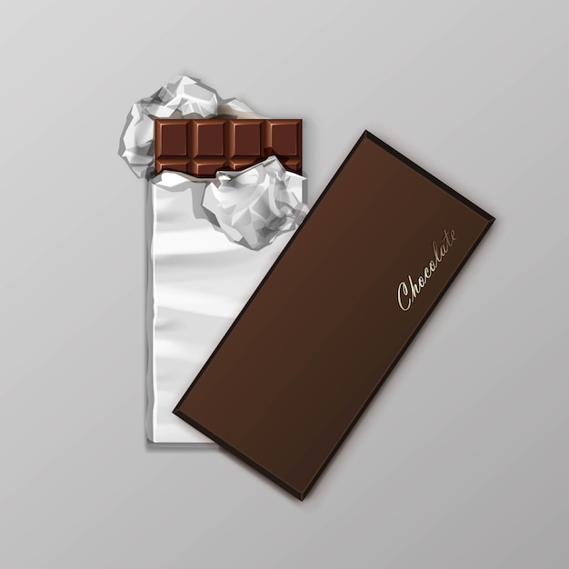 Premium Vector | Chocolate bar package packaging brown pack set