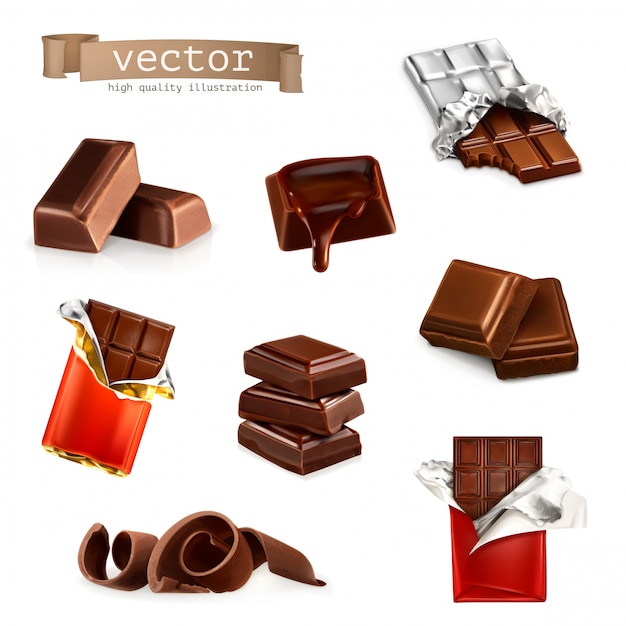  Chocolate bars and pieces, set