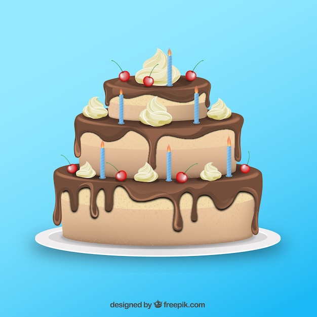 Download Chocolate cake for birthday Vector | Free Download