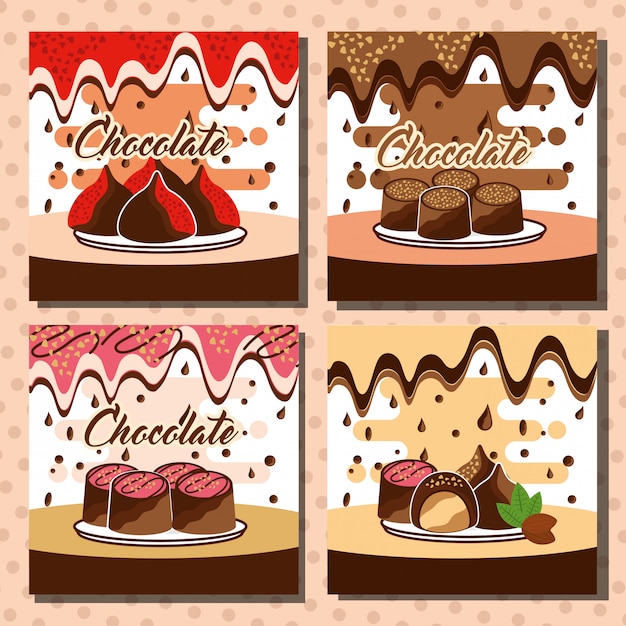 Download Chocolate candy card | Premium Vector