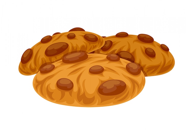 チョコレートチップクッキーのイラスト プレミアムベクター