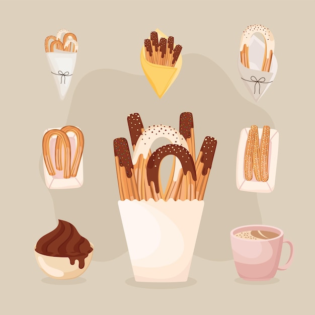 Premium Vector | Chocolate and churros