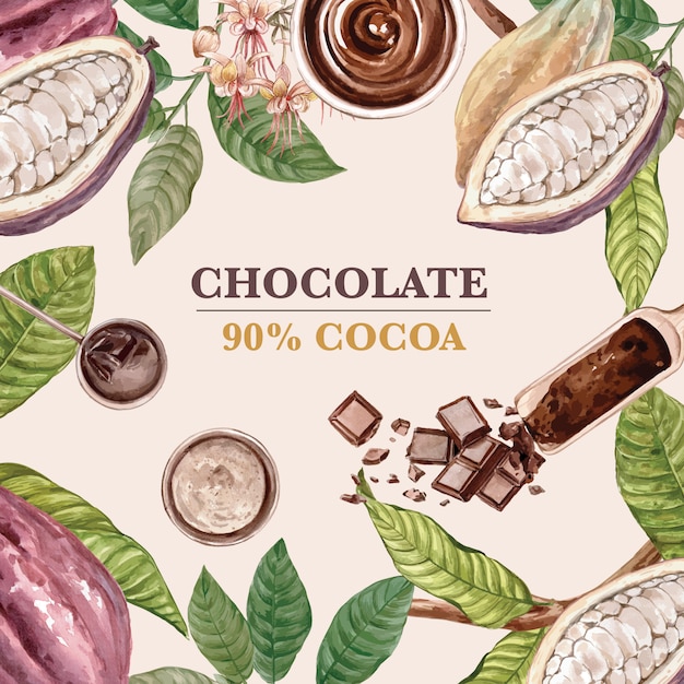 チョコレートココア支店木水彩チョコレートバー イラスト 無料のベクター