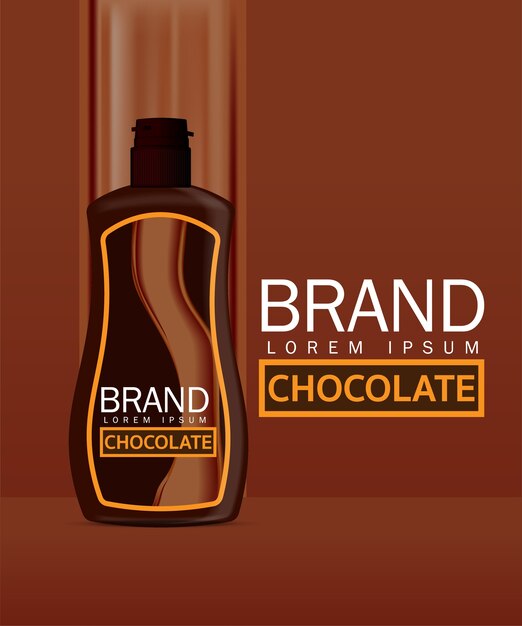 Chocolate sauce in bottle vector | Premium Vector