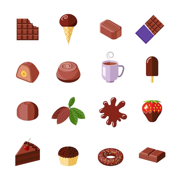 Chocolate sweet icons collection | Premium Vector