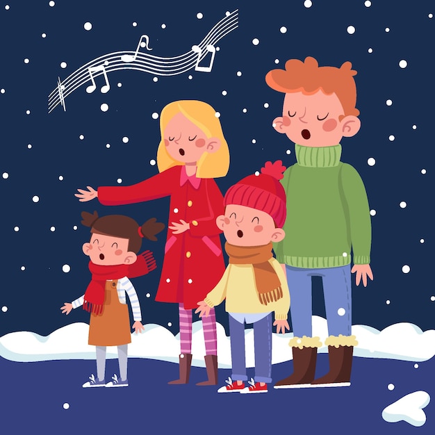 Free Vector | Choir of people singing christmas carol