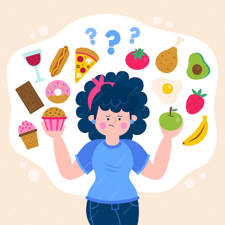 Free Vector | Choosing between healthy or unhealthy food