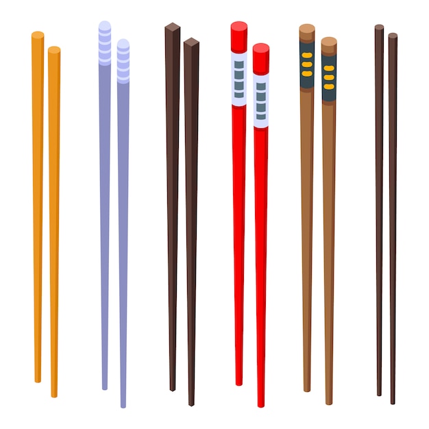 Chopsticks icons set | Premium Vector