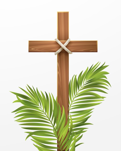 Premium Vector | Christian cross. congratulations on palm sunday ...