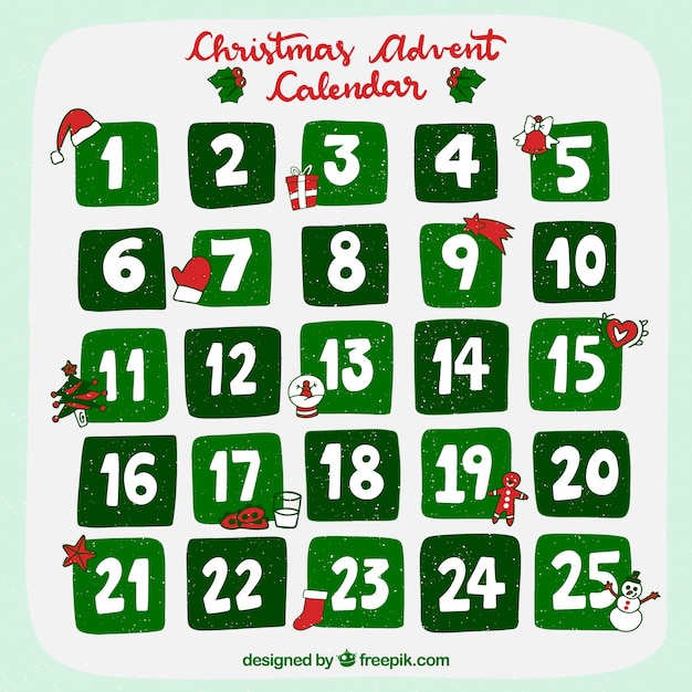 Free Vector Christmas advent calendar in green