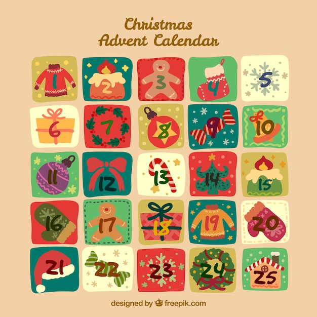 無料のベクター クリスマスアドベントカレンダー