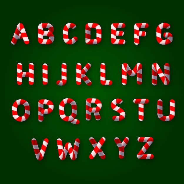 Christmas alphabet candy cane illustration Vector | Free Download