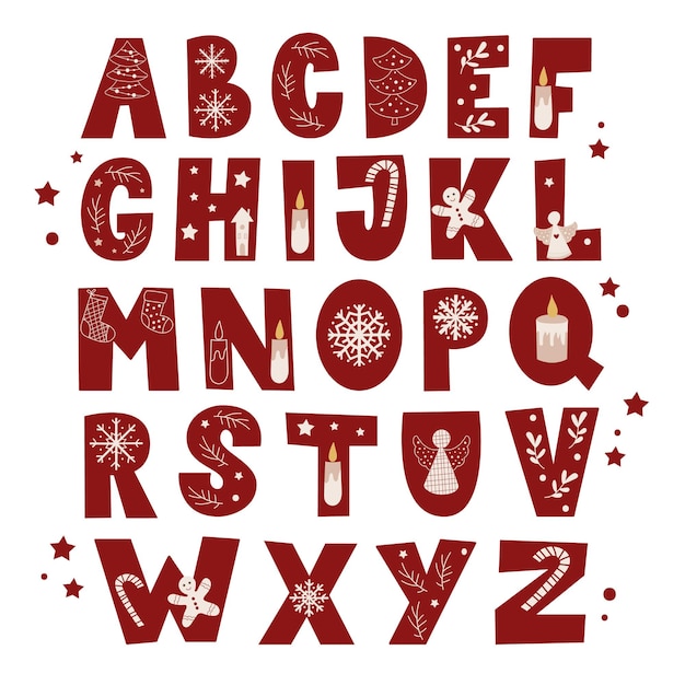 Premium Vector Christmas Alphabet Set Vector Illustration 9102