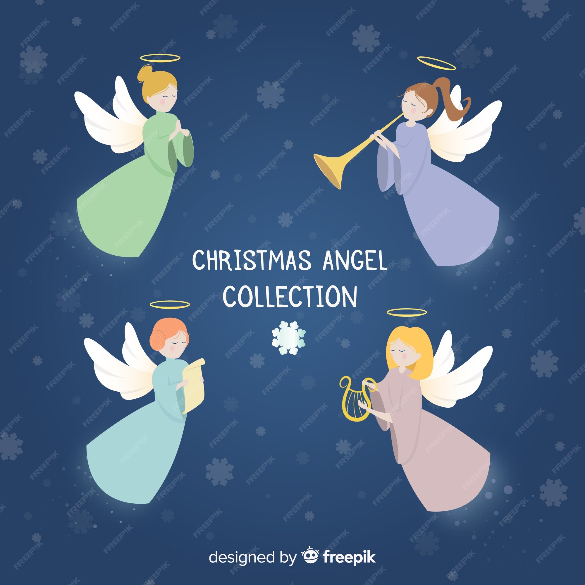 Free Vector | Christmas angel collection