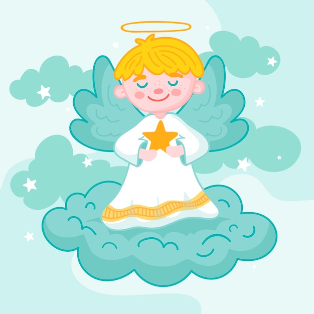 Download Christmas angel concept in hand drawn Vector | Free Download