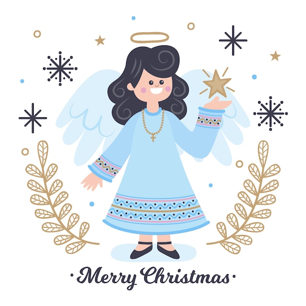 Download Christmas angel in flat design | Free Vector