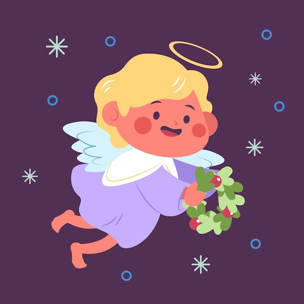 Download Free Vector | Christmas angel in flat design