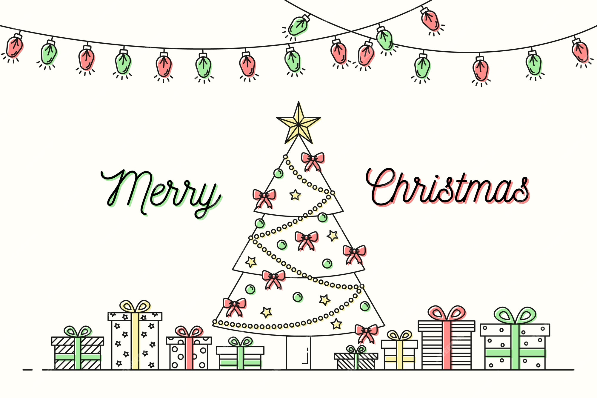 Free Vector | Christmas background concept in outline style