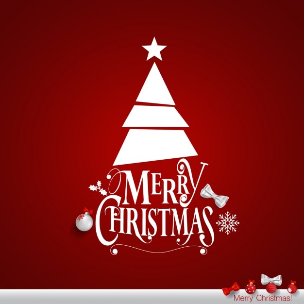 Red and White Modern Christmas Tree Merry Christmas Free Vector Design 