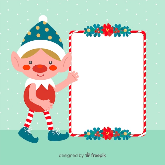 Free Vector | Christmas background elf holding blank sign