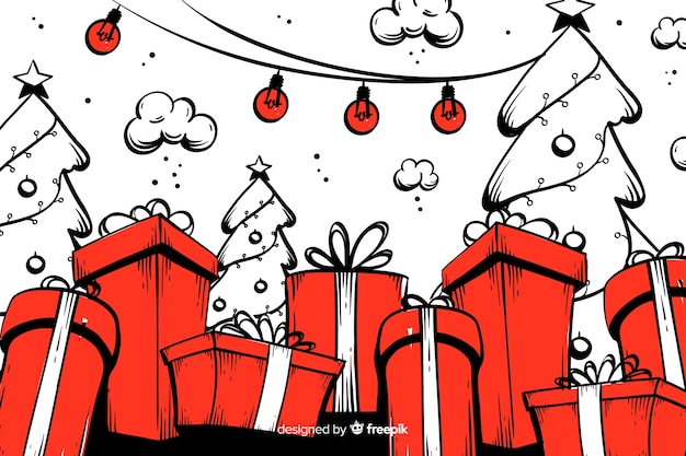 Free Vector | Christmas background in hand drawn