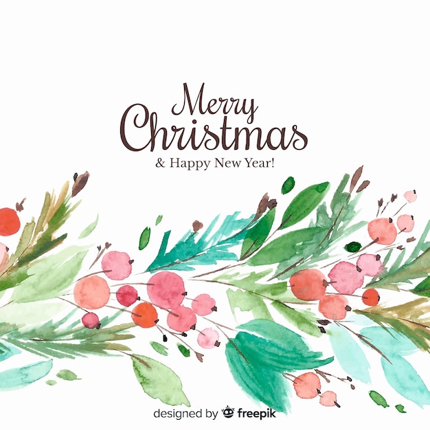 Christmas background in watercolor design Free Vector