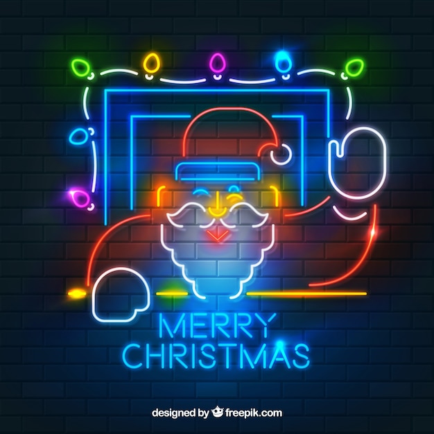 Free Vector | Christmas background of neon lights