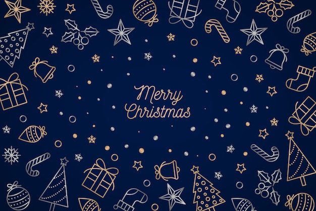 Free Vector | Christmas background in outline style