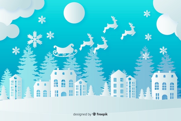 Free Vector | Christmas background in paper style