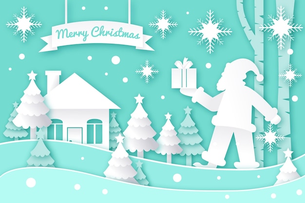 Free Vector | Christmas background in paper style