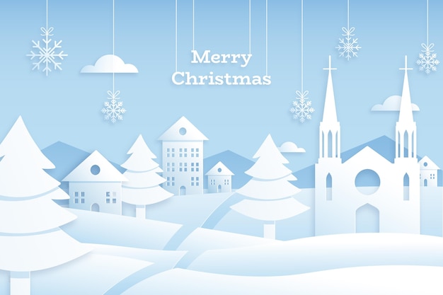 Free Vector | Christmas background in paper style