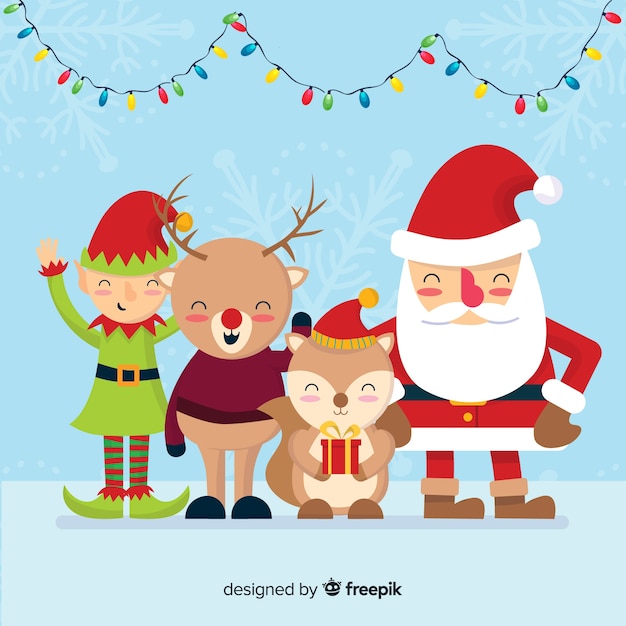 Download Christmas background santa's friends Vector | Free Download