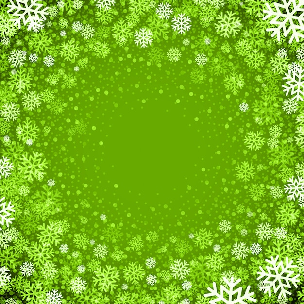 Premium Vector | Christmas background of snowflakes in green colors