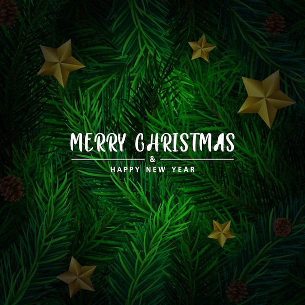 Premium Vector | Christmas background, tree branches on green background.