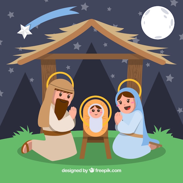 Christmas background with a nativity
scene