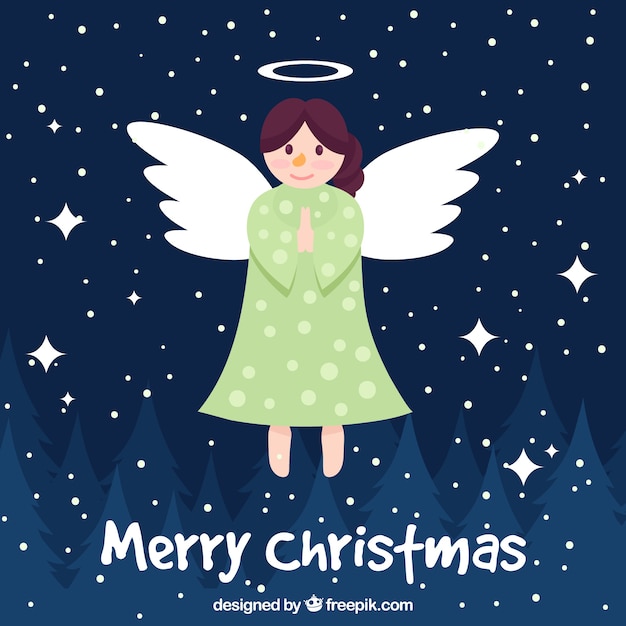 Download Free Vector Christmas Background With An Angel In A Night Sky PSD Mockup Templates