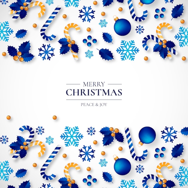 Christmas Background with Beautiful Realistic Ornaments Free Vector