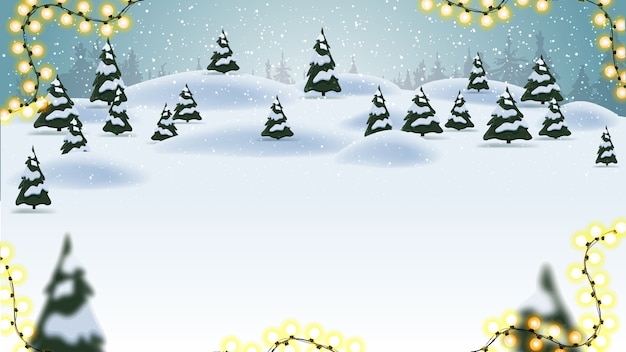 Premium Vector | Christmas background with cartoon landscape