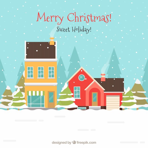 Christmas background with colorful village   Vector | Free Download