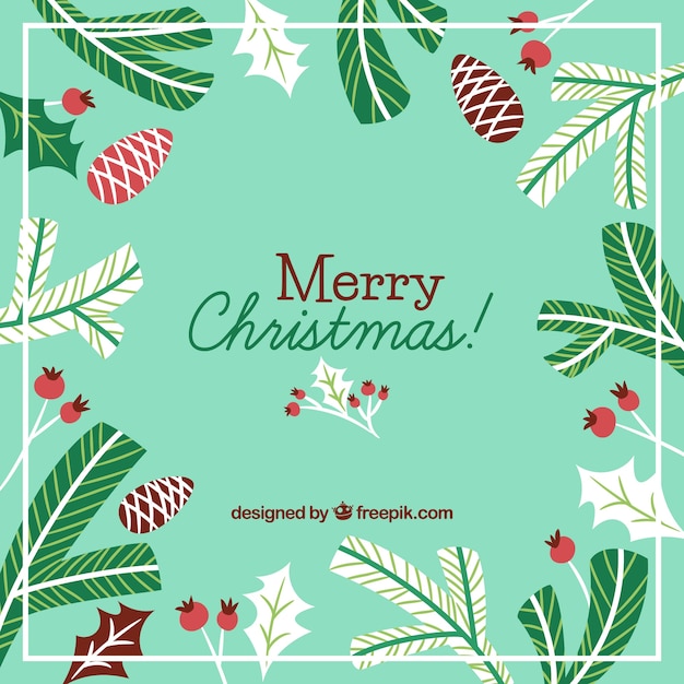 Christmas background with decoration and leaves
