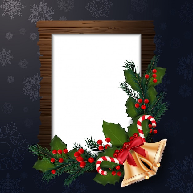 Premium Vector | Christmas background with frame and decorations