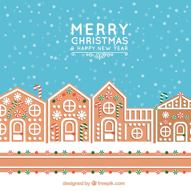 Download Free Vector | Christmas background with a gingerbread house