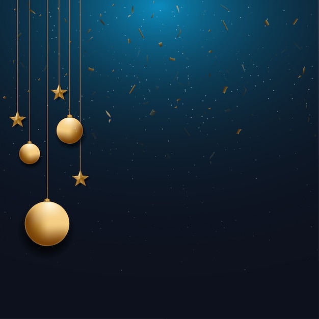 Premium Vector | Christmas background with gold christmas ball and star ...