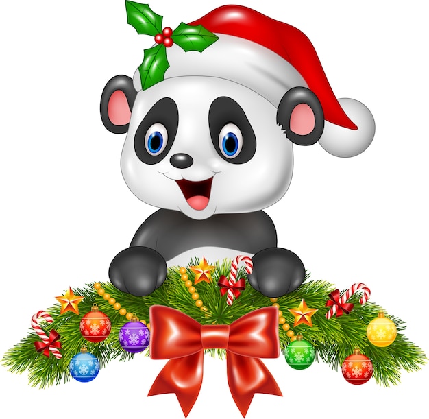 Download Premium Vector | Christmas background with happy panda bear