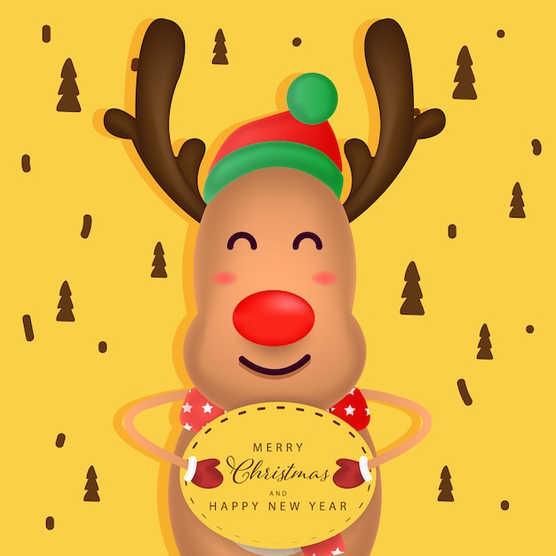 Premium Vector | Christmas background with reindeer