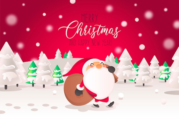 Download Free Vector Christmas Background With Santa Character In Landscape 3D SVG Files Ideas | SVG, Paper Crafts, SVG File