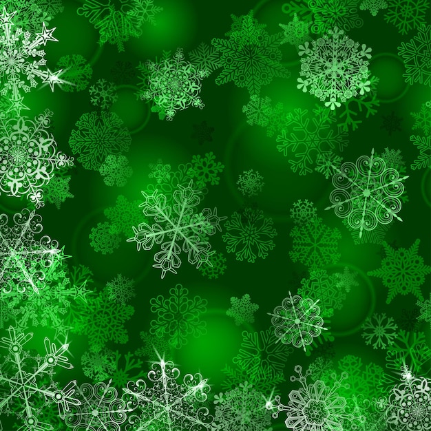 緑の色の雪とクリスマスの背景 | プレミアムベクター