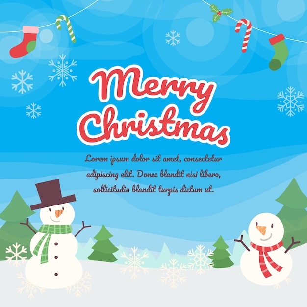 Premium Vector | Christmas background with snowman, cartoon style