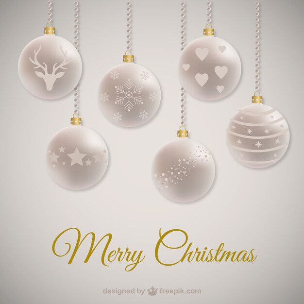 Christmas background with white baubles