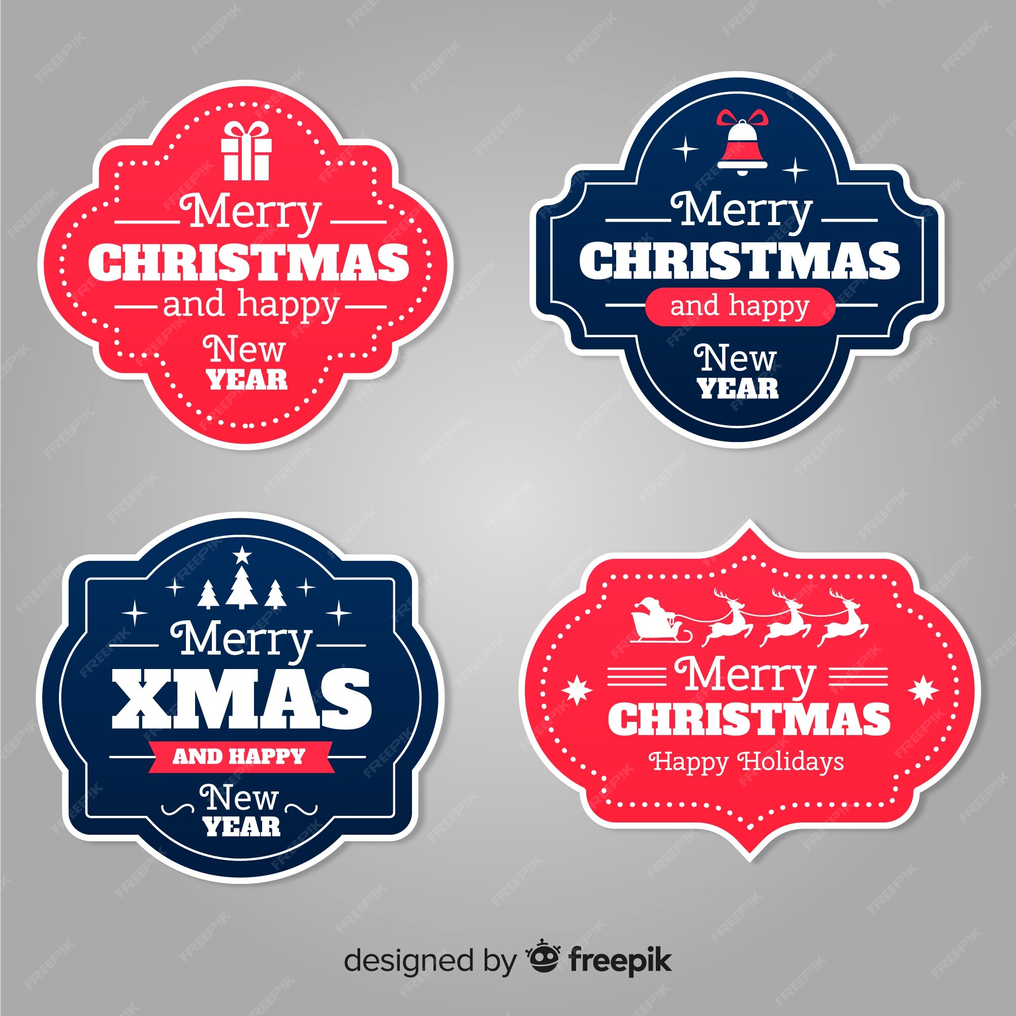 Free Vector | Christmas badge collection flat design style